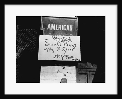 Boy Wanted Sign in New York by Anonymous