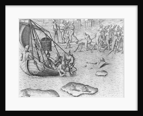 Johannes Staden Tries to Swim to a French Boat to Escape the Indians by Theodor de Bry From America by Anonymous