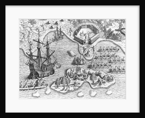 Johannes Staden Arrives at Saint Catherines Island by Theodor de Bry From America by Anonymous