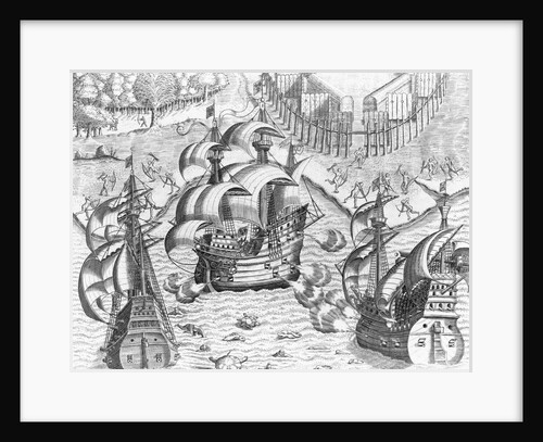Johannes Staden Fights With French Ships and Indians in Brazil by Theodor de Bry From America by Anonymous