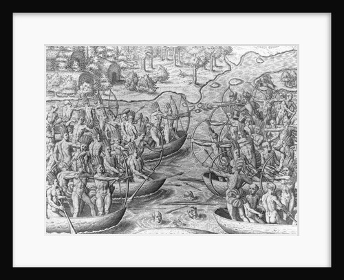 Tuppin Ikin and Tuppin Inwa Indians Battle by Theodor de Bry From America by Anonymous