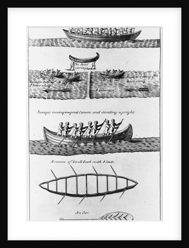 Engraving of Iroquois Indians Canoeing by Anonymous