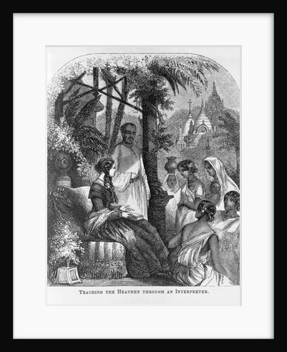 Female missionary teaching group of Oriental women, perhaps Burmese; c. 1850 by Anonymous