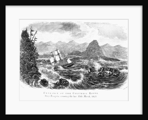 Entrance of the Columbia River. Ship Tonquin Crossing the Bar by Avery