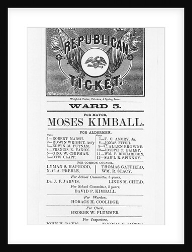 Broadside Listing Boston Republican Ticket by Anonymous