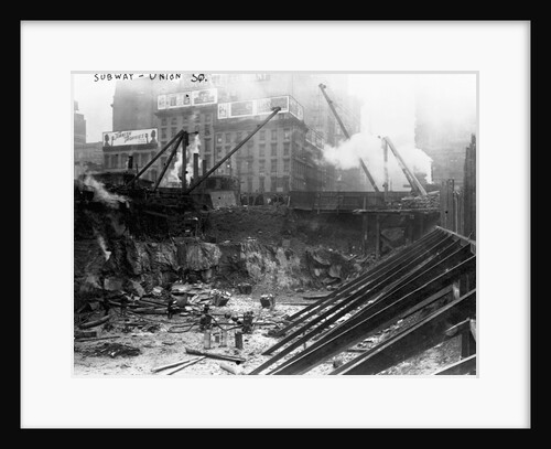 Subway Excavation Site in Union Square, New York by Anonymous
