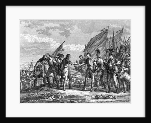 Engraving of the Battle of Saratoga, 1777, by F. Godfrey
