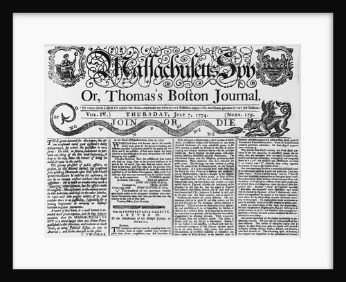Join Or Die Issue of Massachusetts Sun by Anonymous