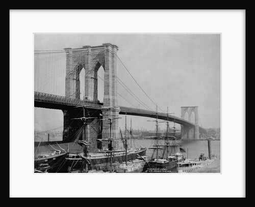 Brooklyn Bridge and Sailing Ships by Anonymous