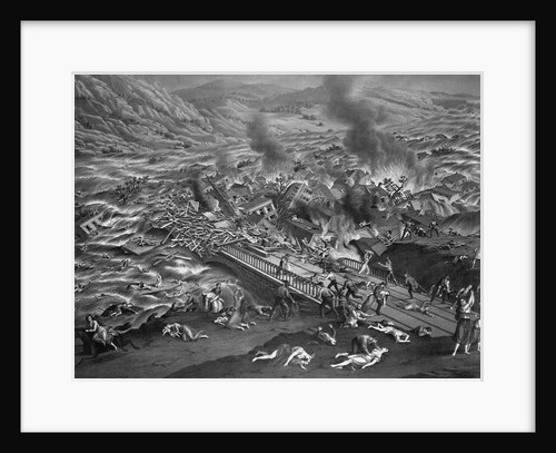 The Great Conemaugh Valley Disaster, Flood and Fire at Johnstown, Pa. Lithograph by Anonymous