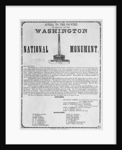 Broadside Appealing on Behalf of the Washington Monument by Anonymous