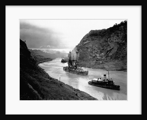 Battleship Moving Through Panama Canal, 1915 by Anonymous