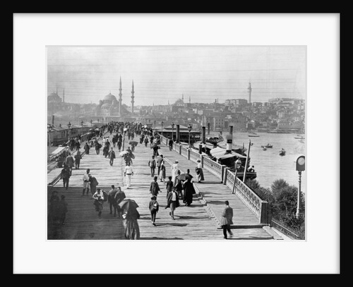 Galata Bridge Spanning Golden Horn to Blue Mosque by Anonymous