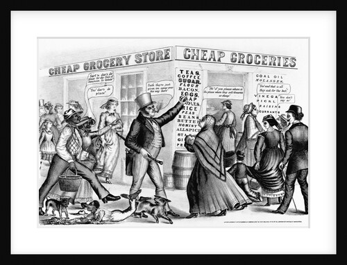Nineteenth Century Lithograph of "Cheap Groceries" by Anonymous