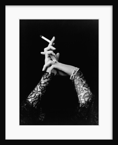 Woman's Hands Holding Cigarette by Anonymous