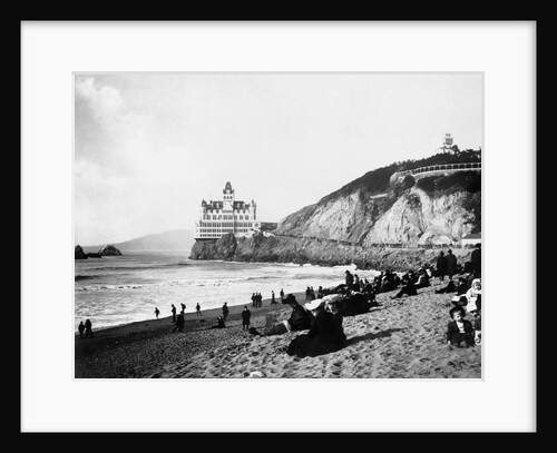 Crowds Enjoy the Beach Below the Cliff House by Anonymous