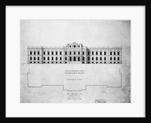 Sketch of Principal Front. Proposed Library Building by John Fraser
