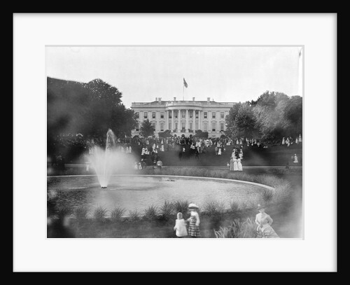 Tourists by Fountain on White House Lawn by Anonymous