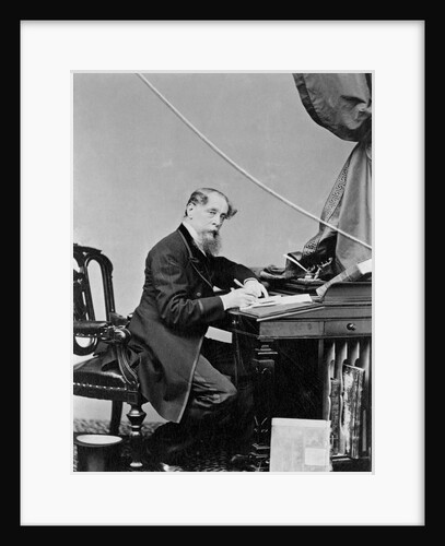 Charles Dickens Writing at Desk by Anonymous