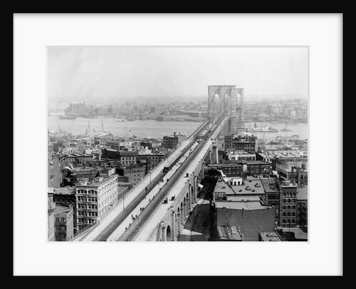 Pedestrians Crossing East River Using Brooklyn Bridge by Anonymous