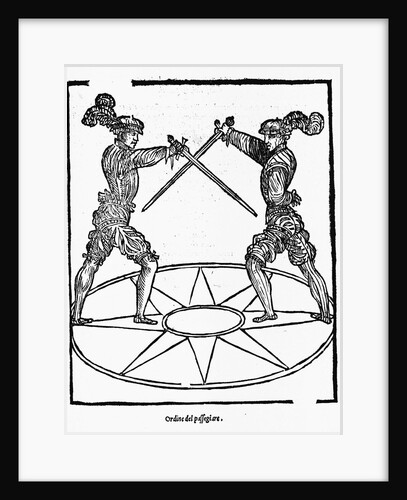 Woodcut of Sword Fighting Technique by Anonymous