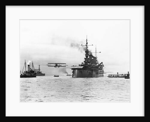 Biplane Flying from Armored Cruiser by Anonymous