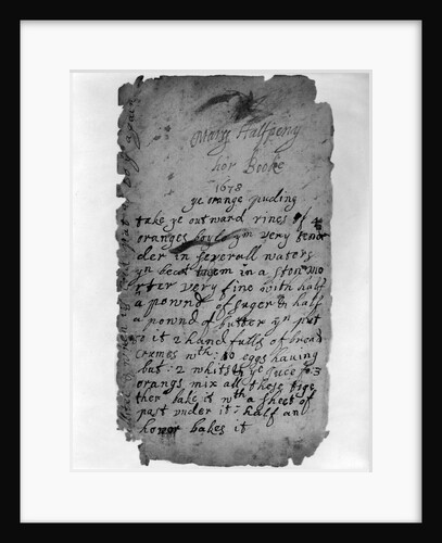 English Recipe for Orange Pudding from 1678 by Anonymous