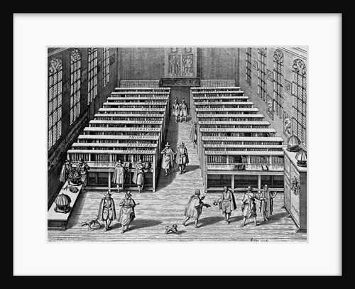 Seventeenth Century Engraving Interior of the Leiden Library by Anonymous