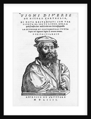 Engraving Frontispiece Portrait of Niccolo Tartaglia by Anonymous