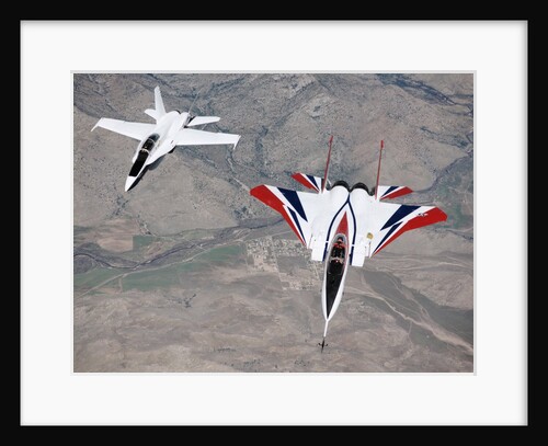 Thrust-Vectoring F-15 and Chase Plane in Flight by Anonymous
