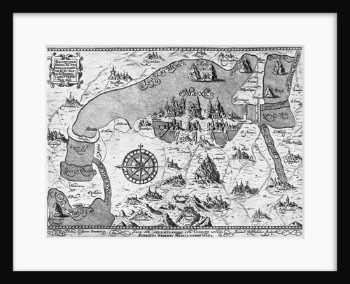 Map of Mexico City and Environs Engraving Designed by Didac Cisneros