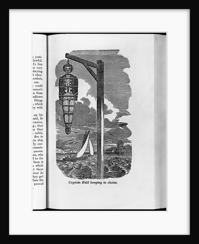 Engraving of "Captain Kidd hanging in chains." by Anonymous