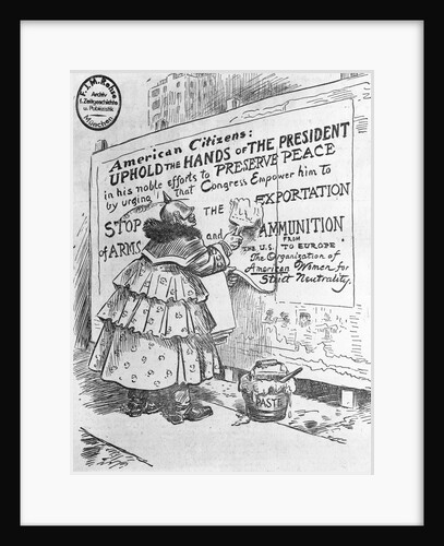Misguided Lady Putting Up Poster Political Cartoon by Anonymous
