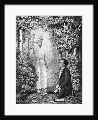The angel Moroni delivering the plates of the Book of Mormon to Joseph Smith by C. C. Christensen