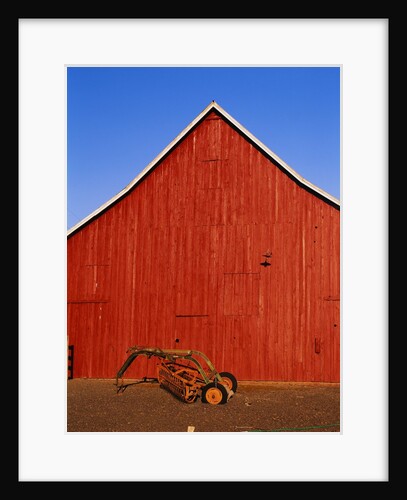 Planter in Front of Red Barn by Anonymous