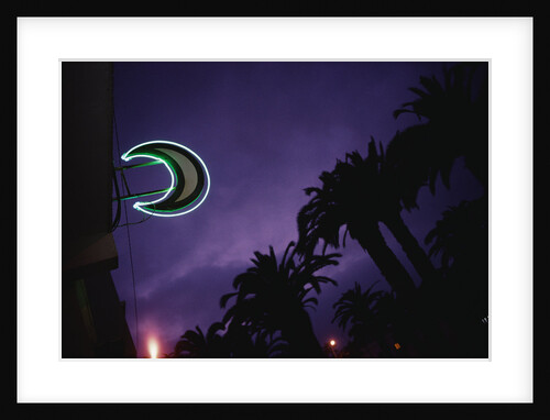 Neon Crescent Moon Above Pharmacy by Anonymous