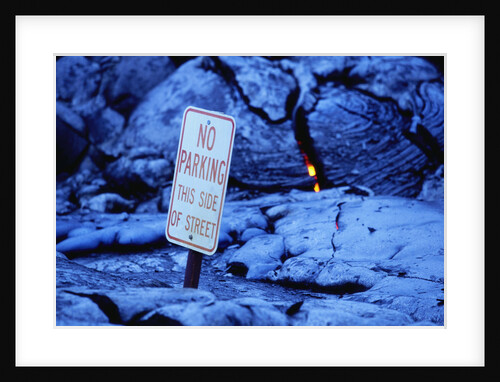 Lava from Kilauea Burying Sign by Anonymous