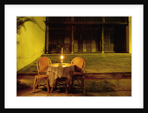 Empty Restaurant Table and Chairs on Street by Anonymous