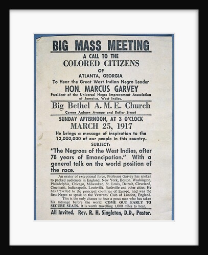 Handbill for Big Mass Meeting by Anonymous