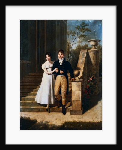 Portrait of a Lady and a Gentleman on the Steps of a Chateau by Anthelme Francoise Lagrenee