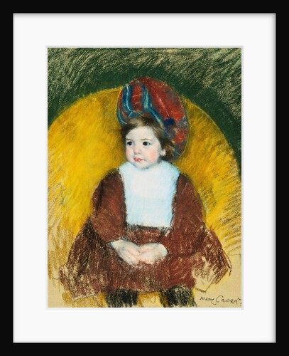 Margot in a Dark Red Costume Seated on a Round Backed Chair (La Petite) by Mary Cassatt