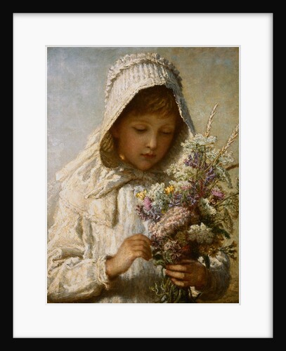 The Month of September: A Young Girl in White Holding a Bunch of Flowers by Carl Wilhelm Friedrich Baurerle