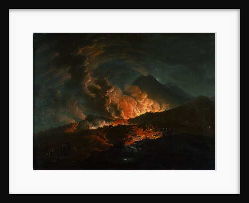 Vesuvius Erupting at Night, Observed by Elegant Gentlemen by J. A. Voltaire