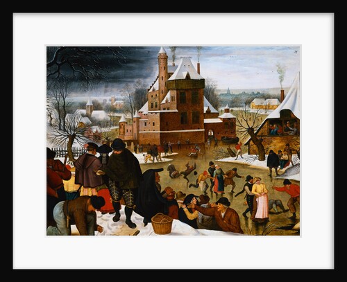 Townsfolk Skating on a Castle Moat by Pieter Brueghel the Younger