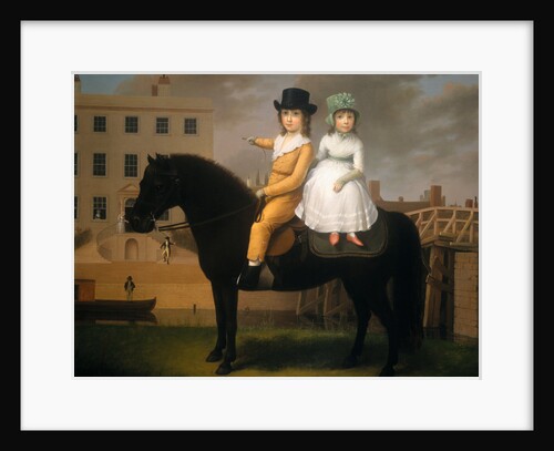 Two Children Seated on a Black Pony by Nathan Theodore Fielding