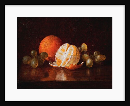 Still Life with Orange and Grapes by Descott Evans