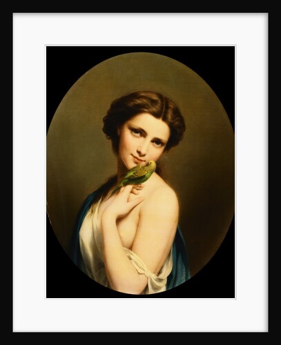 A Young Beauty with a Parakeet by Fritz Zuber-Buhler