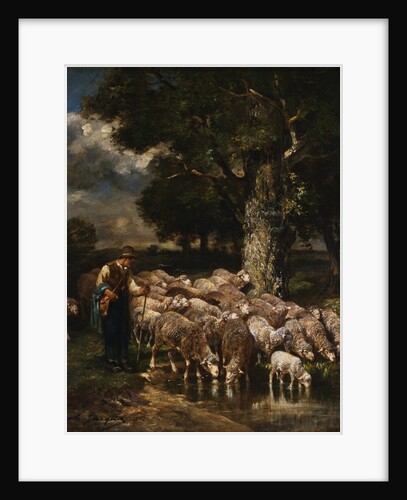 A Shepherd Tending His Flock by Charles Emile Jacque