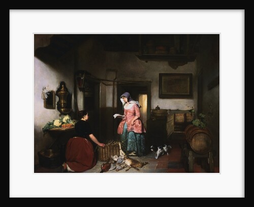 Interior of a Larder with Woman Cleaning Game by Hubertus van Hove