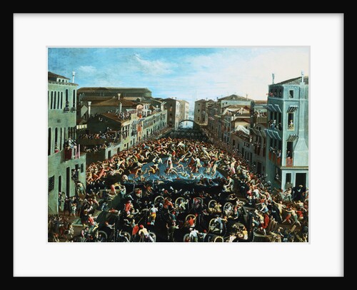 The Fight Between the Nicolotti and the Castellani on the Ponte dei Pugni, Venice by Joseph Heintz the Younger